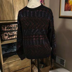 Black Ombre Glitter Black Vintage Sweater - Medium